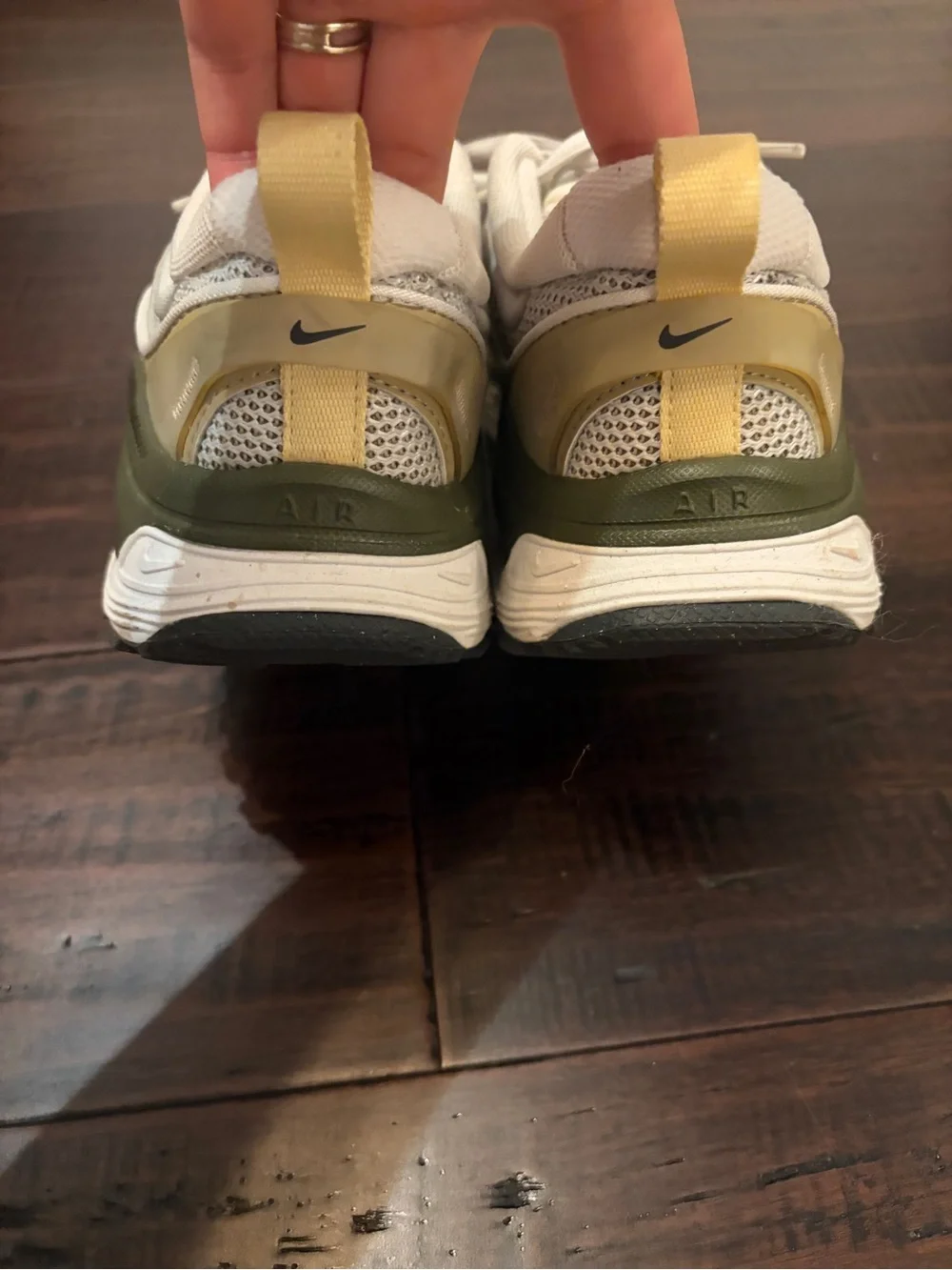 Nike Air Max Bliss White and Olive Green Sneakers sporty athletic athlete shoes